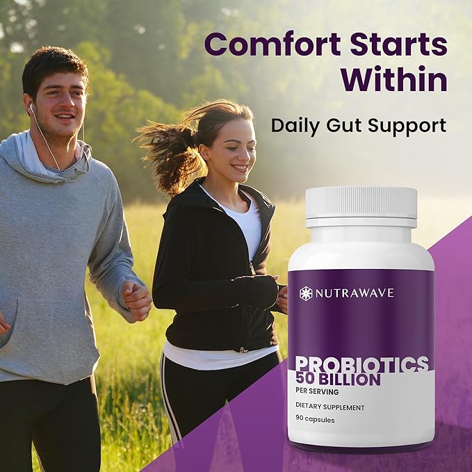 Nutrawave 50 Billion Probiotics for Women &amp Men 15 Strains Active Culture. Relieves Bloating &amp Constipation Improved Digestion &amp Gut Health Supplement Vegan. 60 Powerful Small Capsules.
