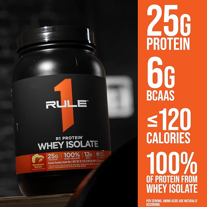 Rule 1 R1 Protein Whey Isolate - with 25g Protein &amp 6g BCAA Exclusively from Isolated &amp Hydrolyzed Sources for Workout Recovery (1 Pound* Vanilla Creme)