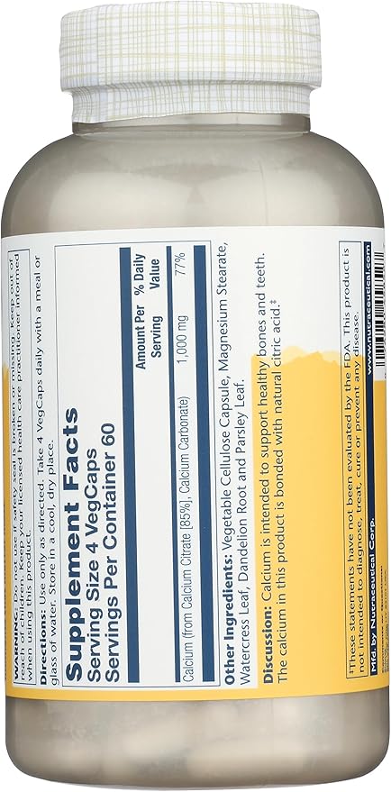 Solaray Calcium Citrate 240 Caps 0.75 Bottle
