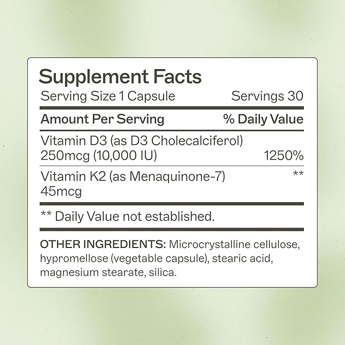 Amy Myers MD Vitamin D3/K2 10000 IU Capsules - Daily Vitamin Supplement for Bone Immune &amp Hormone Health Support - Healthy Mindset &amp Relaxation Aid - 30 Capsules