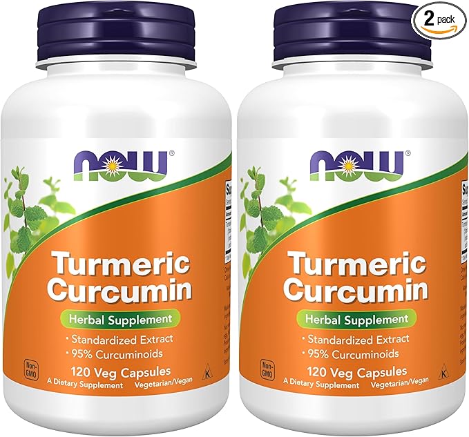 NOW Foods Supplements Turmeric Curcumin Derived from Turmeric Root Extract Herbal Supplement 120 Veg Capsules (Pack of 2)