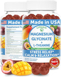 Lunakai USA Made Magnesium Glycinate Gummies with L-Theanine for Kids &amp Adults – 420mg Magnesium Supplement for Calm Sleep &amp Stress Support 60ct