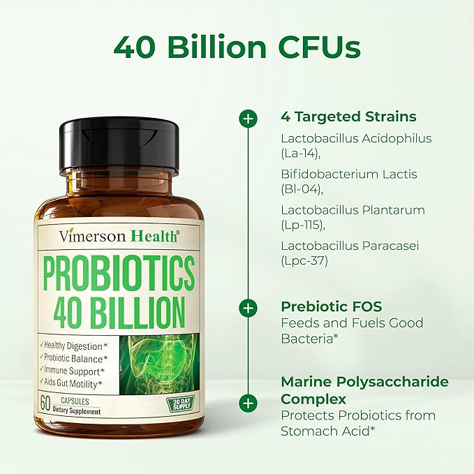 Probiotics for Women &amp Men with Prebiotics - 40 Billion CFU Probiotics for Digestive Health Gut Health &amp Immune Support Supplement - Lactobacillus Acidophilus Probiotic - Vegetarian Soy &amp