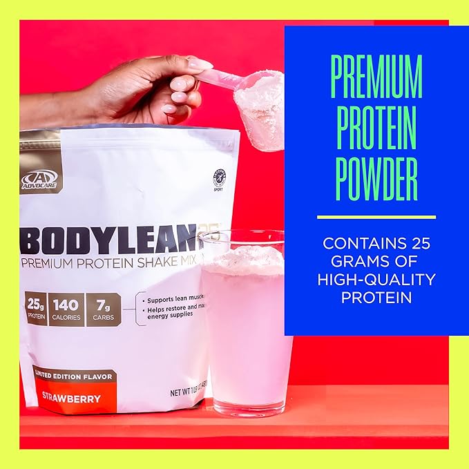 AdvoCare BodyLean25 - Protein Powder with Whey Protein Isolate - Supports Muscle Building &amp A Lean Body - Offers Energy Support* - Strawberry 13 Servings