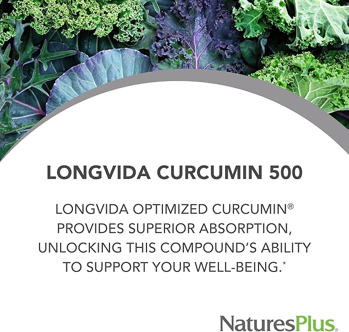 NaturesPlus PRO Longvida Curcumin 500 mg - 60 Capsules - Promotes Healthy Free Radical Protection - Non-GMO Vegan &amp Gluten Free - 60 Servings