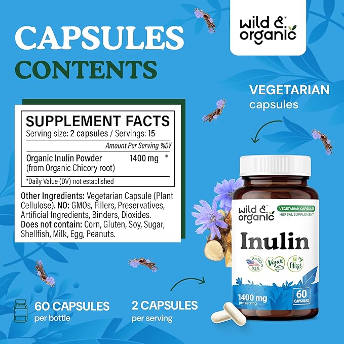 Wild &amp Organic Inulin 60 Capsules &amp Berberine 60 Capsules
