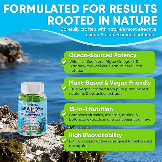 Bundle: Sea Moss Gummies + Algae Omega-3 for Men Women 2 Pack &amp Hmb and L-Leucine Gummies + Electrolyte for Men &amp Women 1 Pack