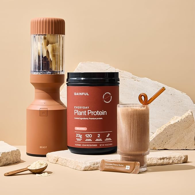 Gainful Everyday Plant Protein Powder &amp Sweet Treat Flavor Bundle 23g Plant Protein Supports Strength Recovery and Balanced Nutrition Vegan Gut Friendly 14 Servings + 14 Flavor Sticks
