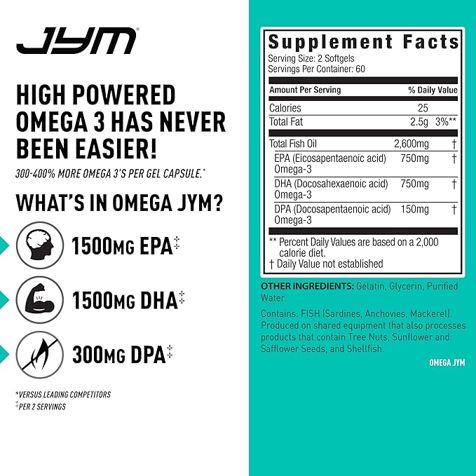 Omega JYM Fish Oil 2800mg &amp Post JYM Fast Carbs for Muscle Growth &amp Recovery