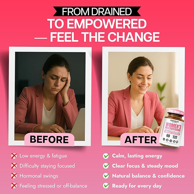 Multivitamin for Women - Supplement for Energy Immunity &amp Female Support - Daily Vitamins for Women with Biotin Calcium Magnesium - Non-GMO Vegetarian Women’s Multivitamin - 120 Caps