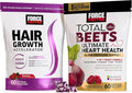 Force Factor Hair Growth Accelerator Mixed Berry 60 Soft Chews + Total Beets Ultimate Heart Health Blood Pressure Support Chews with CoQ10 Pomegranate Berry 60 Soft Chews