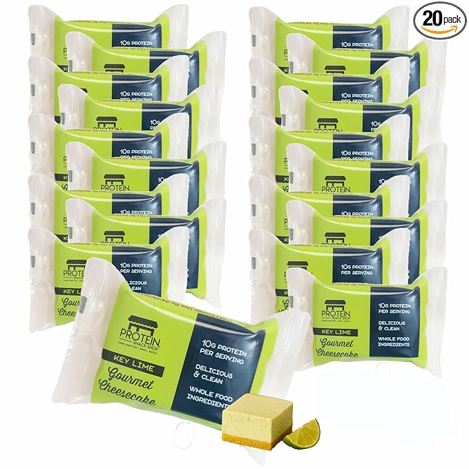 Low Carb Protein Cheesecake Bars | High Protein Gluten-Free Clean Ingredients Snack Bars (20 Key Lime)