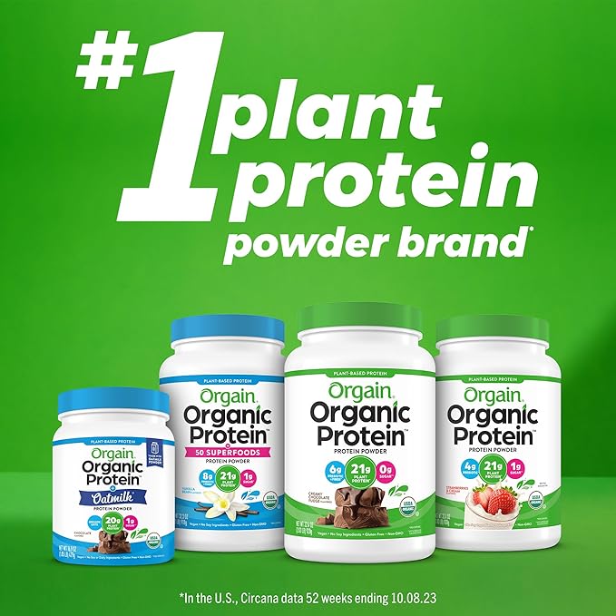 Orgain Organic Protein + Superfoods Powder Creamy Chocolate Fudge (2.02 Lb) and Orgain Organic Vegan Protein Powder Peanut Butter (2.03 Lb)