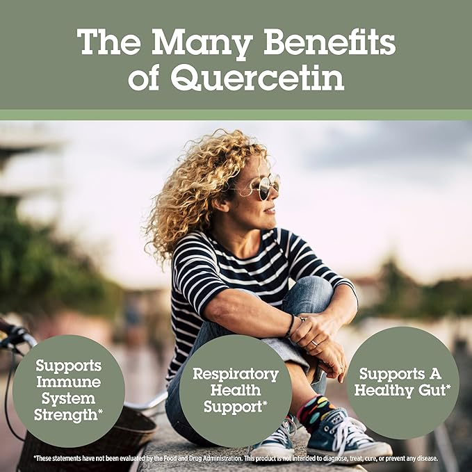 Quantum Health Quercetin 500+ Powerful Immune Support Supplement with Zinc 11 mg &amp Vitamin C 100 mg - Seasonal Immunity Boost Respiratory Health &amp Gut Support Complex for Women &amp Men - 90