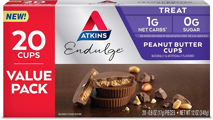 Atkins Creamy Cinnamon Swirl Protein Shake 15g Protein 12 Count and Atkins Endulge Peanut Butter Cups 20 Count Bundle
