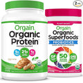 Orgain Organic Vegan Protein Powder (Peanut Butter) and Orgain Organic Greens Powder (Berry) - Plant Based Protein and Superfoods