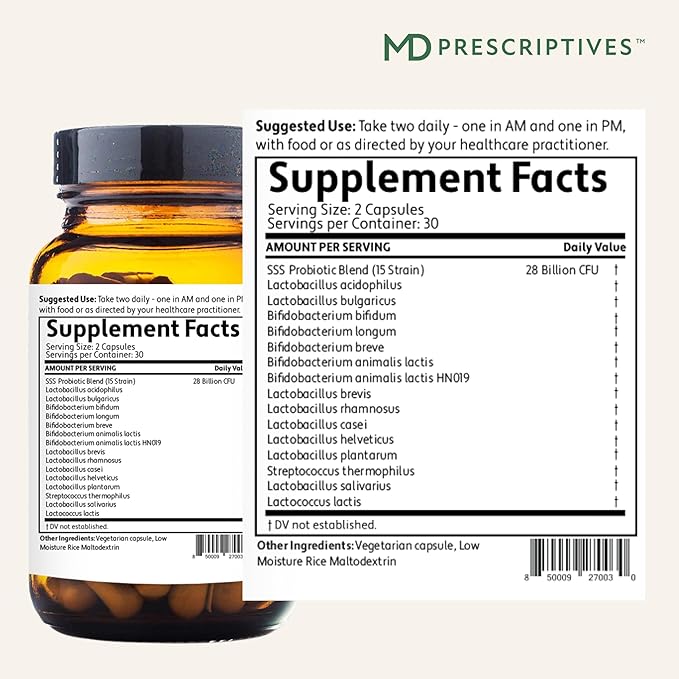 MD Prescriptives - PureBiotic - Probiotic Dietary Supplement for Digestive &amp Gut Health - 60 Capsules
