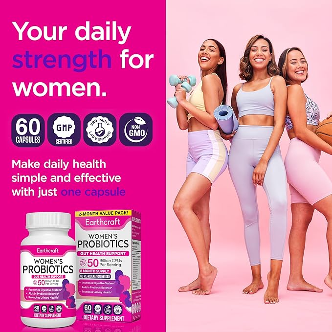 Probiotics for Women 50 Billion CFU – 10 Strains + Prebiotics for Vaginal Health Digestive Gut PH Balance and Immune Health – Delayed Release Capsules Non-GMO Vegan Support Nutrient Absorption
