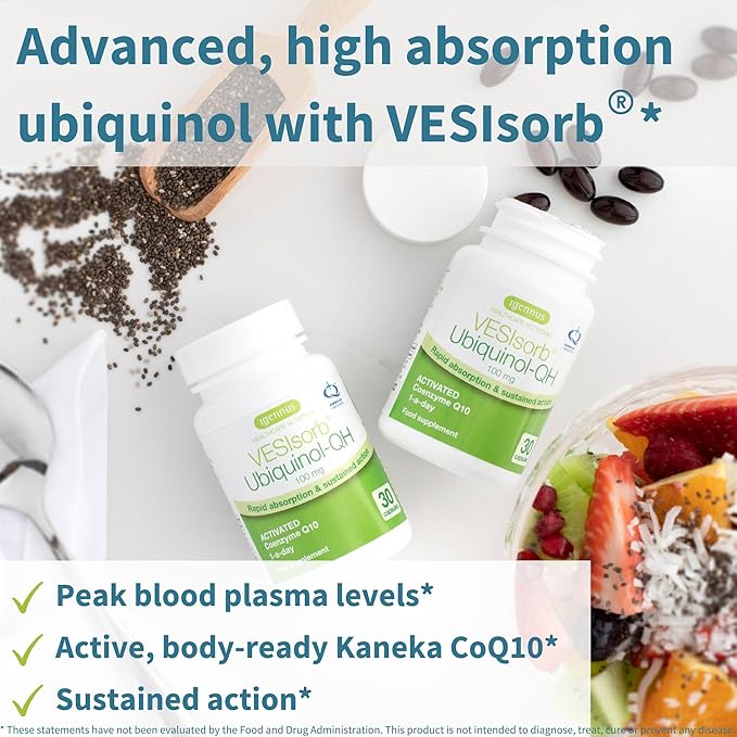 Longvida Curcumin 500mg + VESIsorb Ubiquinol-QH Advanced CoQ10 100mg Bundle Ultra Bioavailable Curcumin with Bioavailable &amp Fast-Acting Ubiquinol by Igennus