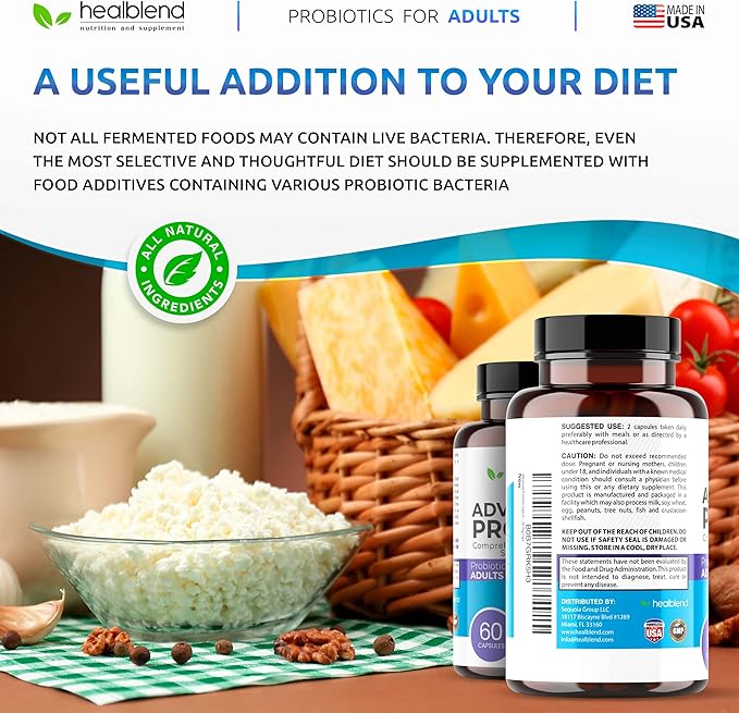 Advanced Probiotic Caps Dietary Supplement Capsules and Probiotic Caps Dietary Supplement Capsules - Probiotics for Women and for Men Digestive Health