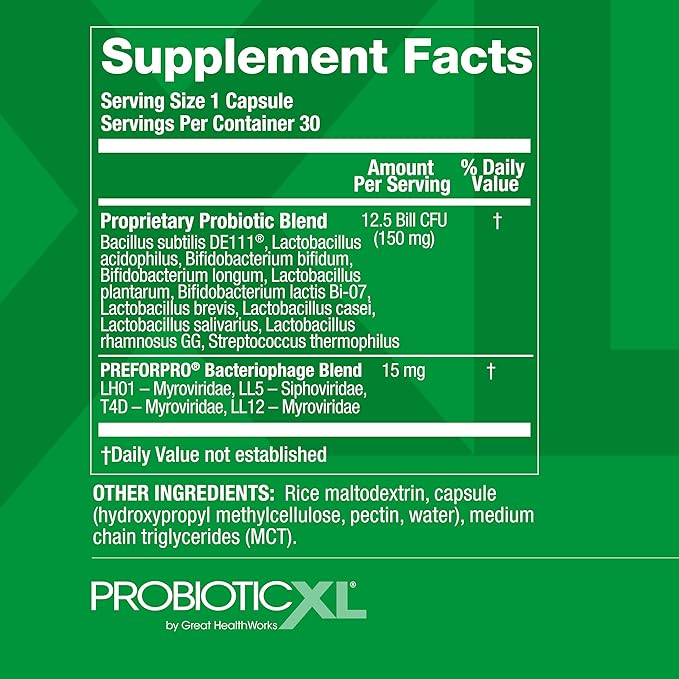 OmegaXL ProbioticXL - Probiotic &amp Prebiotic Shelf Stable - Blend 11 Strains - Promote Healthy Gut Flora Growth 12.5 Billion CFU - Non-GMO Gluten-Free - 30 Veggie Caps