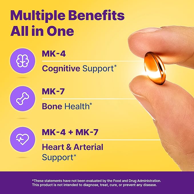 InnovixLabs Full Spectrum Vitamin K2-90 Softgels with 600 mcg of Trans Form MK7 and MK4 - Supports General Health and Bone Strength - Soy and Gluten Free K2 Vitamin Supplement (Pack of 2)