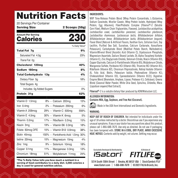 iSatori Eat Smart MRP High Protein Meal Replacement Shake with Whey Protein Powder Probiotics Powder Casein Protein MCT Oil Egg Albumen Vitamins &amp Minerals Keto Vanilla Flavor 20 Servings