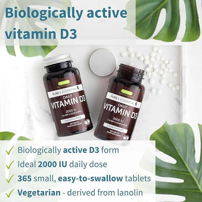Daily Vitamin D3 + Live Cultures+ Lab4 Probiotics Bundle 365 2000iu Vitamin D3 Tablets + 25 Billion CFU Lactobacillus Acidophilus &amp Bifidobacterium with Non-Bloating Prebiotic by Igennus