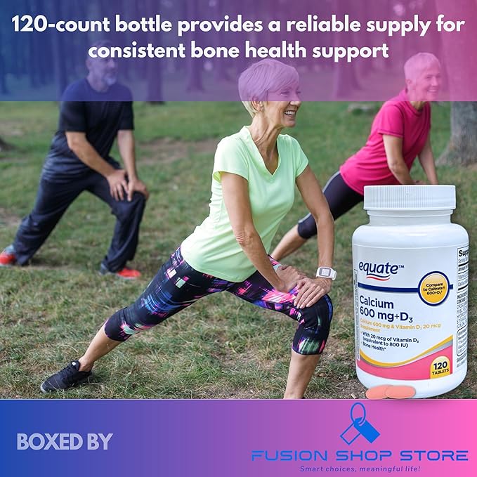Calcium 600 mg with Vitamin D3- Tablets 120 Count (Pack of 1) Boxed by Fusion Shop Store