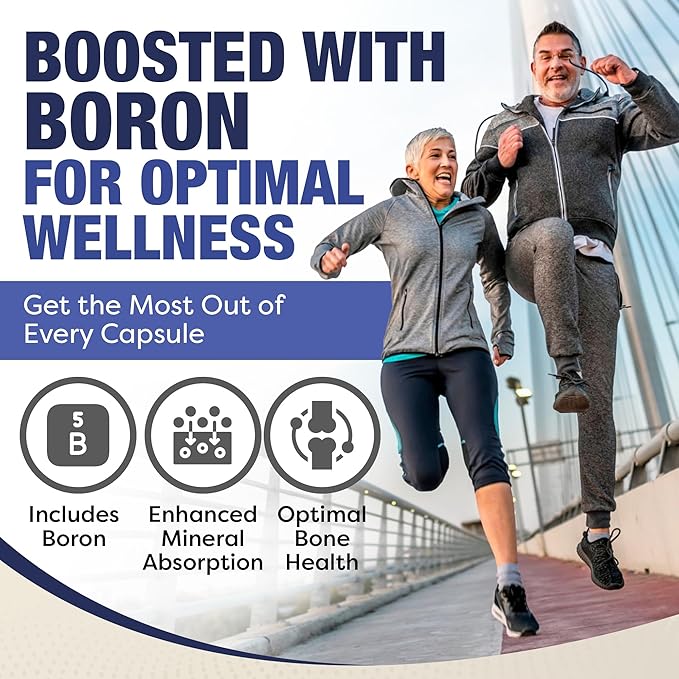 Plant Calcium &amp Magnesium Supplement with Boron Vitamin D3 &amp K2 MK-7 - Optimal Calcium-Magnesium Ratio for Bone Strength and Health Vegan Non-GMO Allergen-Free 120 Capsules