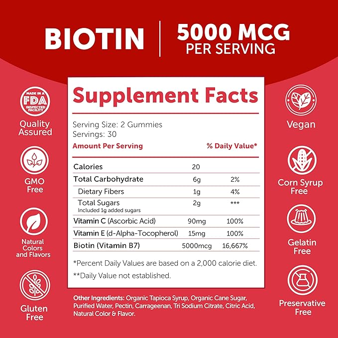 Lunakai Biotin and Vitamin B12 Gummies Bundle - Hair Skin and Nails Growth Gummies with Vitamin C and E - Non-GMO &amp Vegan Supplement for Energy Support and Bone Health - 30 Days Supply