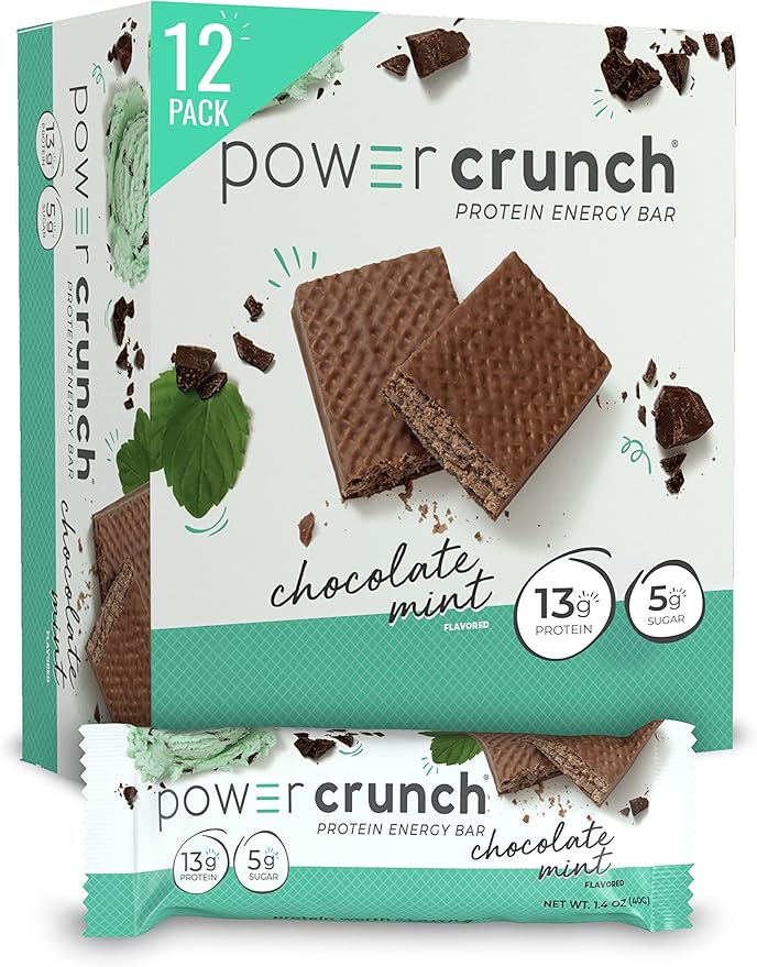 Power Crunch Protein Wafer Bars High Protein Snacks Chocolate Mint 1.4oz (12 Count) and Peanut Butter Crème 1.4oz (12 Count)
