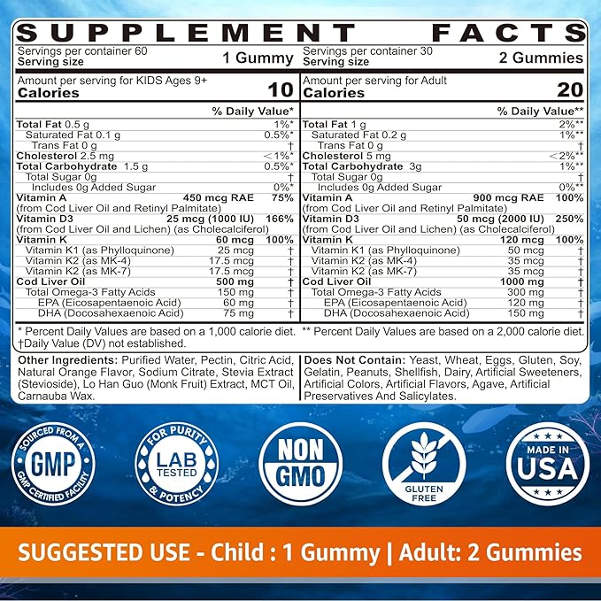 2pack Vegan Omega 3 Gummies + 2pack Cod Liver Oil Gummies