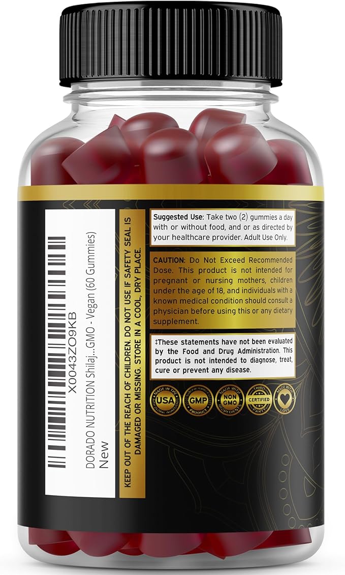 DORADO NUTRITION Shilajit Gummies for Men &amp Women (60CT) and ADK Gummies Vitamin D3 K2 (60 Sugar Free)
