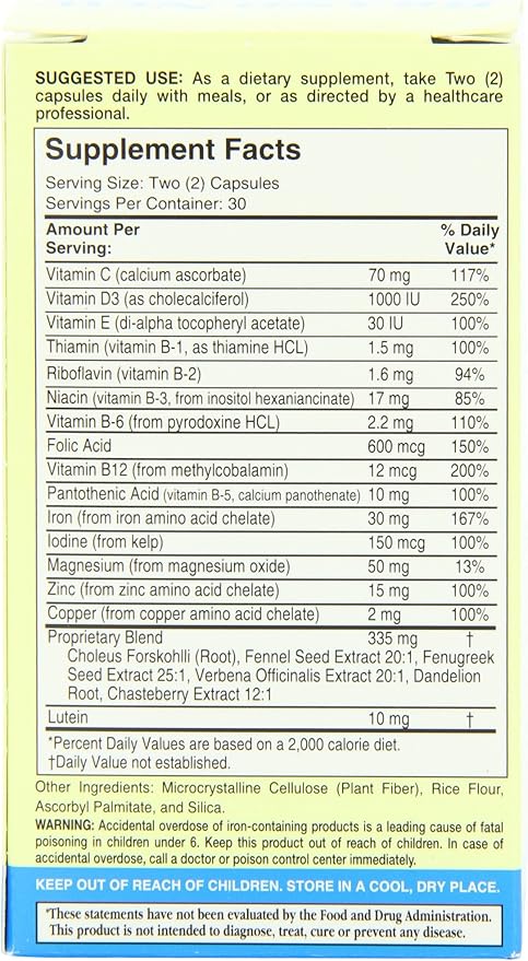 Natures Options Brand New Mother Premium Multivitamin 60-Capsule Bottle (Packaging May Vary)