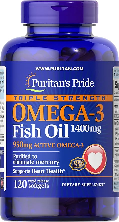 Puritan's Pride Omega-3 Fish Oil 1360 mg Softgels 120 Count