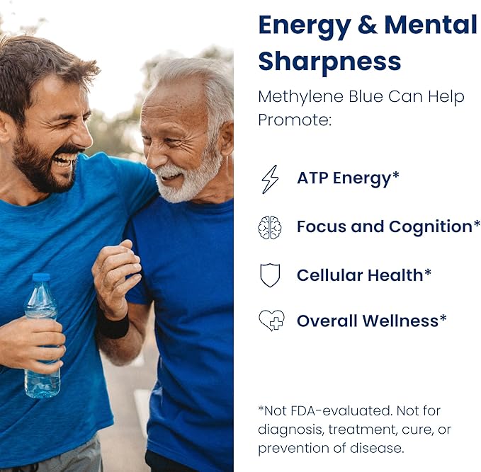 Methylene Blue Capsules - Pharmaceutical Grade Supplement - Made in America - 12mg (USP Grade) with Vitamin C Ester Enhanced Absorption - Third Party Tested (60ct)