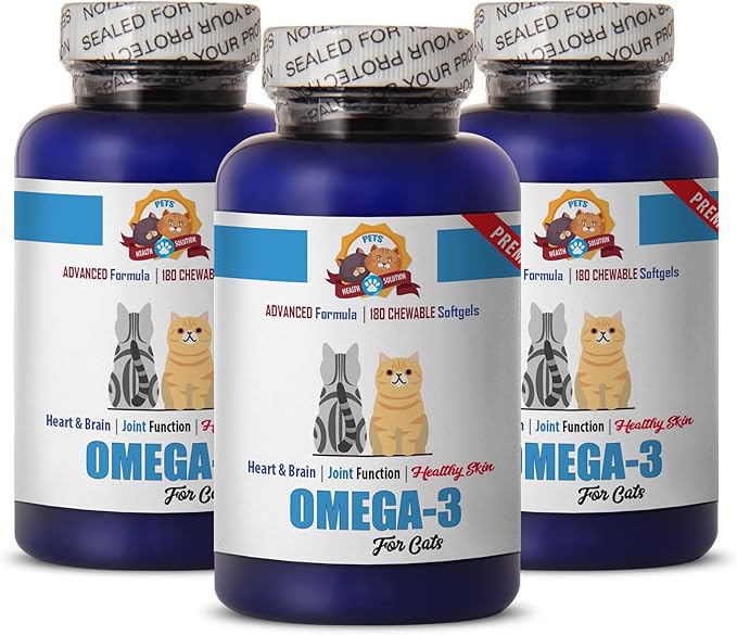 cat Senior Supplement - Premium Omega 3 - for Cats Formula - Overall Health and Well Being - cat Omega 3 Supplement - 540 Softgels (3 Bottle)
