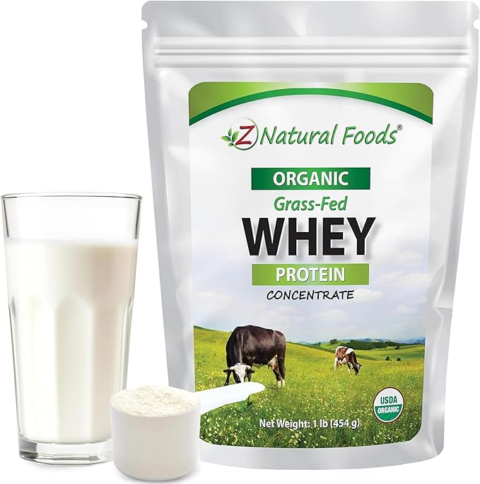 Z Natural Foods Organic Whey Protein Concentrate - Nutrient-Dense Grass Fed Whey Protein Powder - Cold Processed Pure Whey Protein with Essential Amino Acids for Nutrition &amp Fitness Unflavored 1