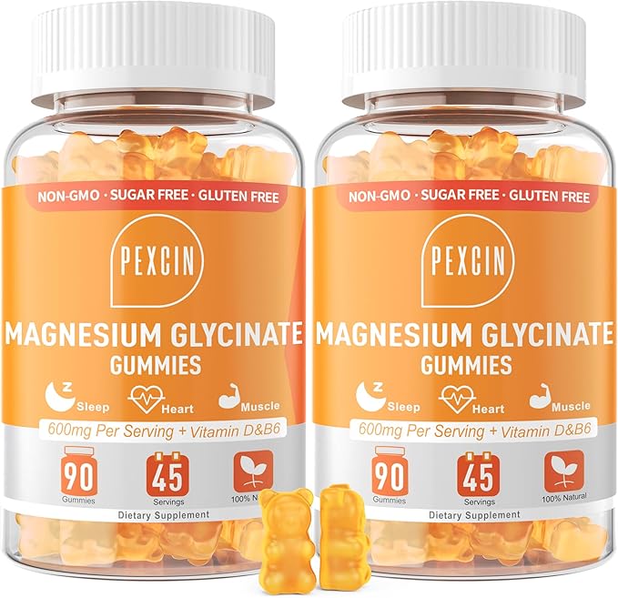 Magnesium Glycinate Gummies for Adults &amp Kids 1000mg High Absorption Magnesium Complex Supplement Sugar Free with PotassiumVitamins for Calm Sleep Supprt Stress Relief 180 Counts Orange
