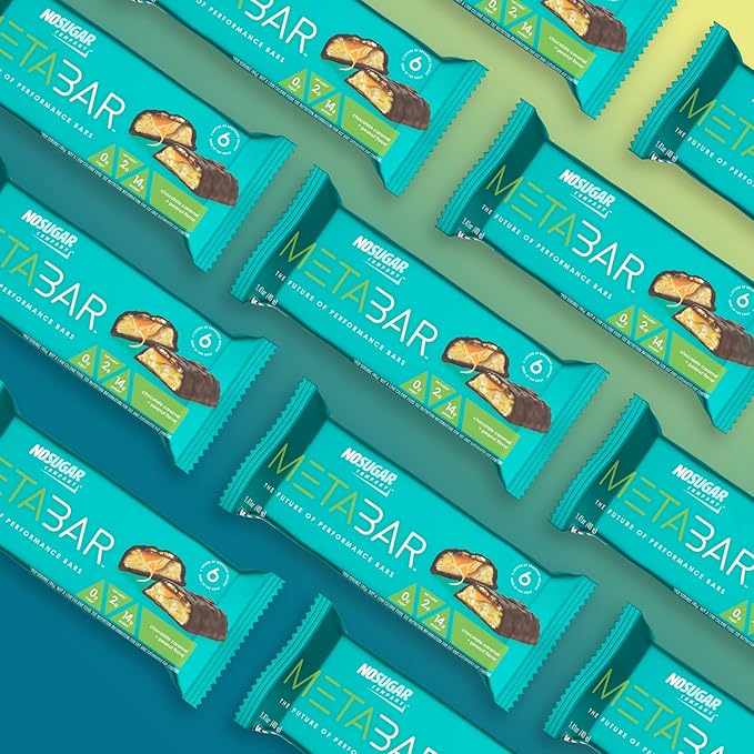 *NEW* No Sugar META BAR - High Protein Energy Bars 0g Sugar 14g Protein Low Net Carb Chocolate Caramel &amp Peanut - Grab &amp Go Protein Snack Bars with Six Layers of Decedent Delight - Gluten