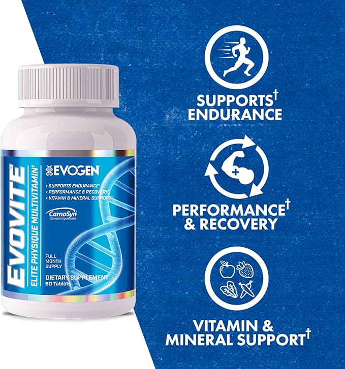 Evogen Evovite - Elite Physique Multivitamin for Women &amp Men | Advanced Formula for Endurance Recovery &amp Joint Health | Vitamins &amp Mineral Support | 30 Servings