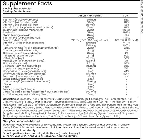 Adult Multivitamin - Daily Women &amp Men Multivitamins with Essential Vitamins &amp Minerals - Immune Energy Heart &amp Bone Support - Complete Daily Vitamin Supplement