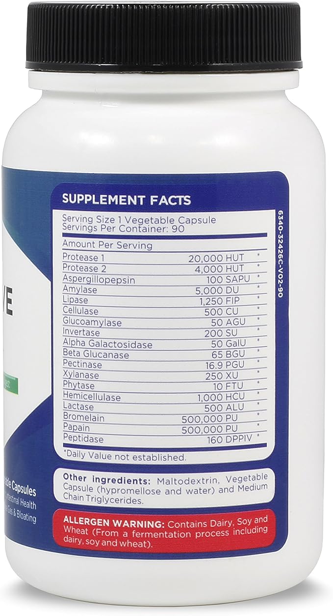 Zenesis Labs Digestive Enzymes - with Amylase Bromelain Protease Lipase &amp 14 Other Enzymes - 90 Capsules