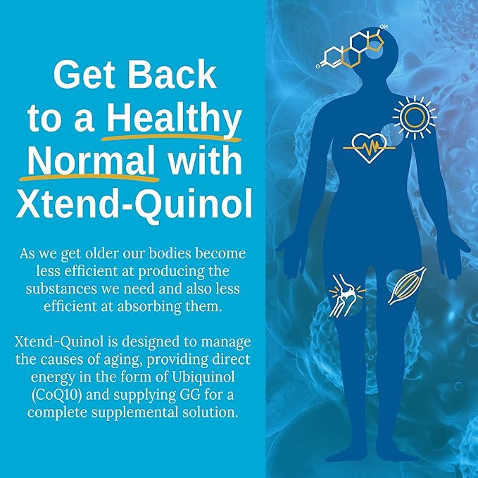 Xtendlife Xtend-Quinol CoQ10 Supplement for Heart Health Cellular Energy and Aging Health - Ubiquinol and GG for CoEnzyme Q10 Production - 60 Day Supply
