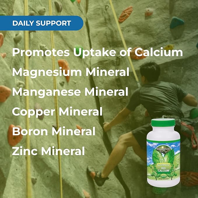 Youngevity Bio Calcium™ - Bioavailable Chelated Calcium + Magnesium Zinc Copper Potassium Boron - Absorbable Bone Support Supplement - (120 Capsules)