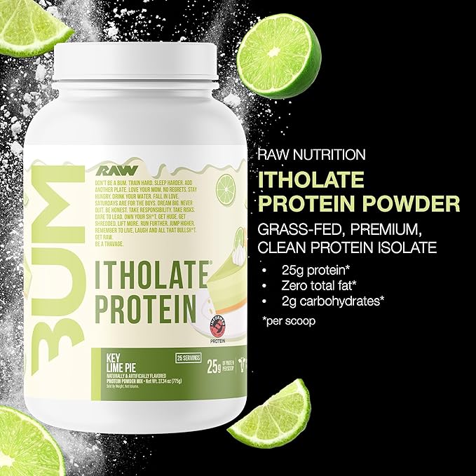 RAW Whey Isolate Protein Powder Key Lime (CBUM Itholate Protein) - 100% Grass-Fed Sports Nutrition for Muscle Growth &amp Recovery - Low-Fat Low Carb Naturally Flavored - 25 Servings