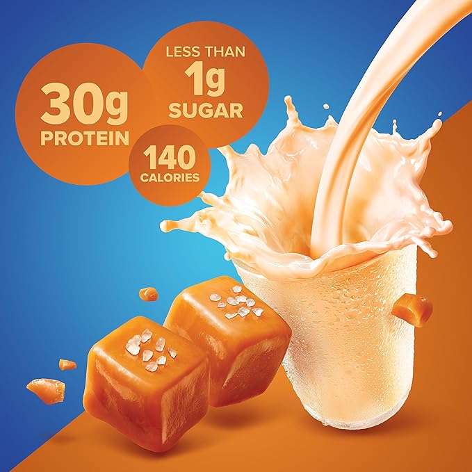 Pure Protein Salted Caramel Shake Ready to Drink and Keto-Friendly Vitamins A C D and E Plus Zinc to Support Immune Health 11 Oz 12 Count