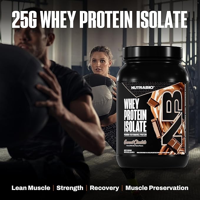NutraBio 100% Whey Protein Isolate Protein Powder 25g Protein with Complete Amino Acid Profile Non-GMO Soy &amp Gluten Free Low Carb Low Calorie Whey Protein Powder Gourmet Chocolate 2 Lbs