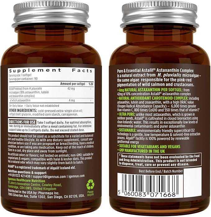 Multivitamin &amp Minerals for Women + Astaxanthin Complex Vegan Bundle Sustained Release Advanced Multivitamin with Iron + Natural 4 mg H. Pluvialis Astaxanthin by Igennus